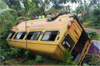 Manipal: School bus falls into roadside ditch, seven students injured